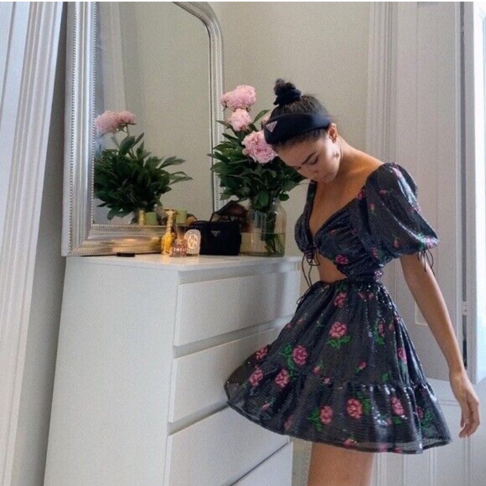For Love & Lemons Every Rose Sequin Mini Dress Large